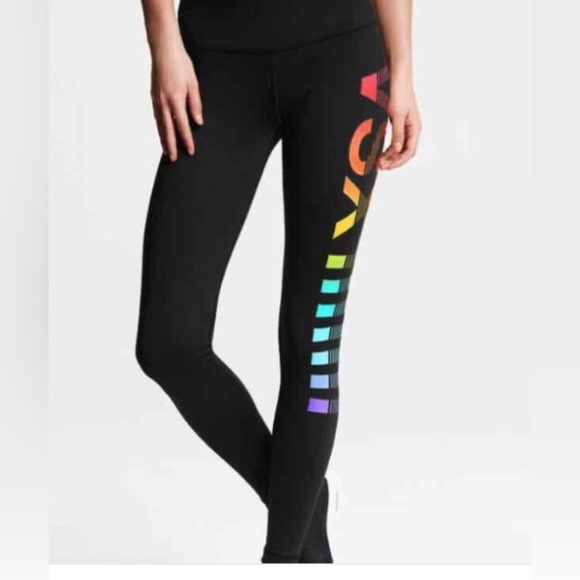 Victoria's Secret Pants - Victoria’s Secret VSX Sport Knockout Tight Leggings Black w/ Rainbow Logo Medium